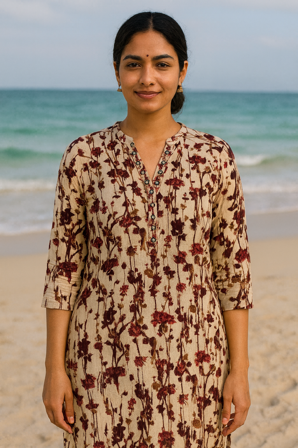 Women's mirror work cotton kurtis